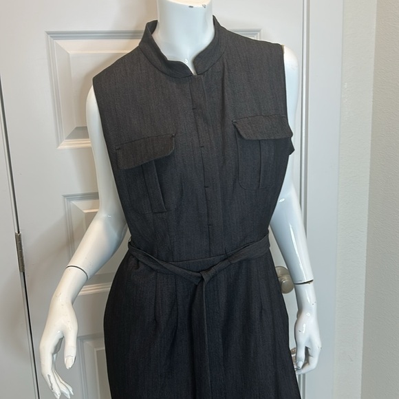 Calvin Klein woman’s sleeveless button front belted denim dress size 10 - Picture 2 of 11